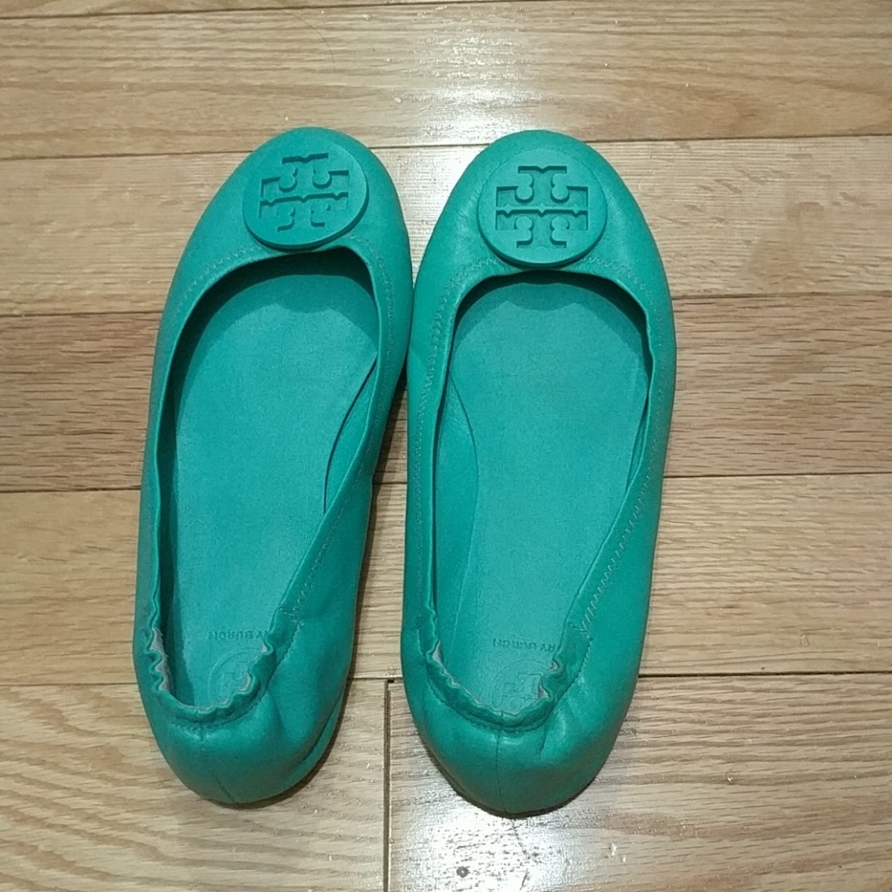EUC Tory Burch Teal Flats 9.5